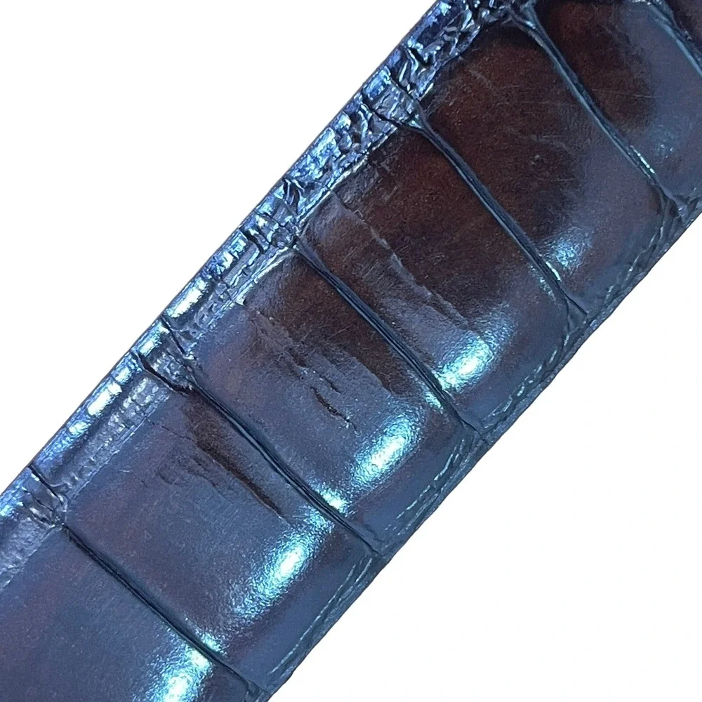 Fossil Belt Small Genuine Leather Embossed‎ Crocodile Alligator Brown